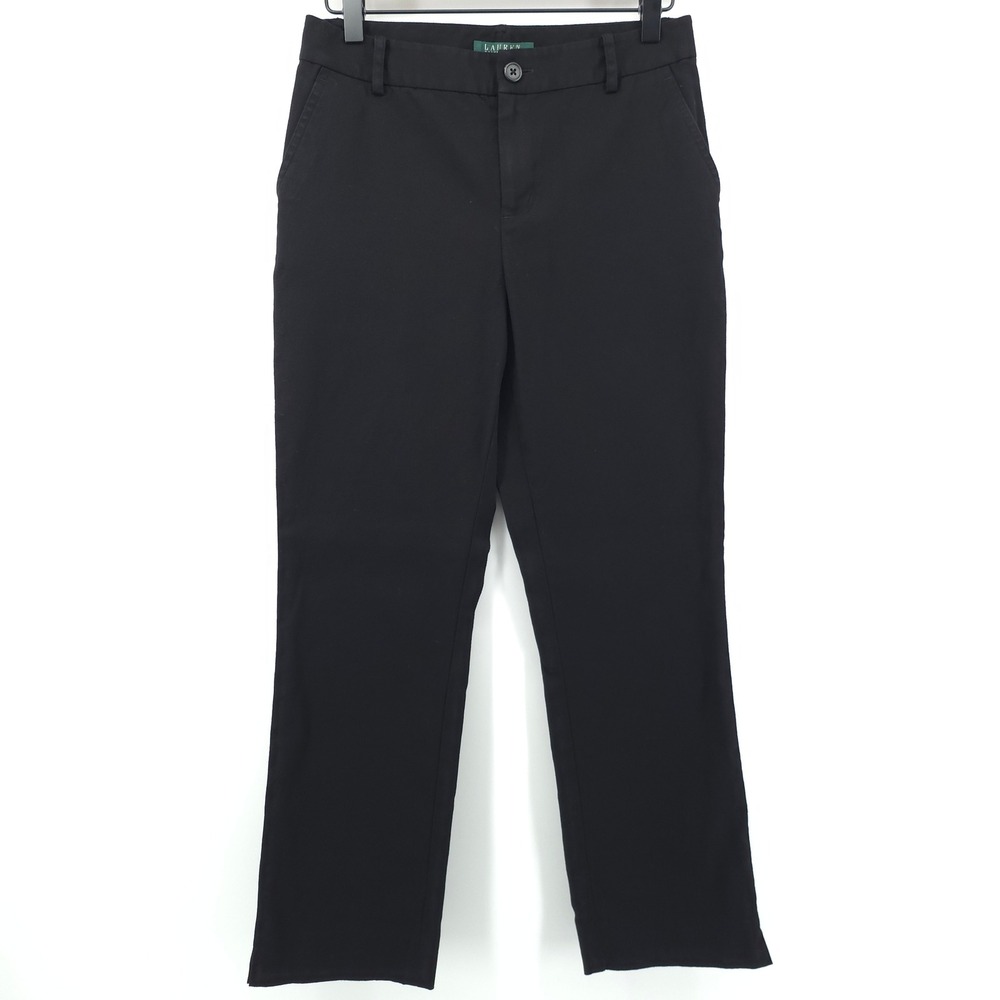 Lauren Ralph Lauren Womens Chino Pants 2P Black Petite Straight Leg Professional
